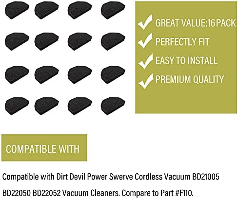 16 kompleta premium zamjenjivih filtera za vakuumsku pjenu kompatibilnih s bežičnim usisavačima od 9110 do 21005 do 22050 do 22052