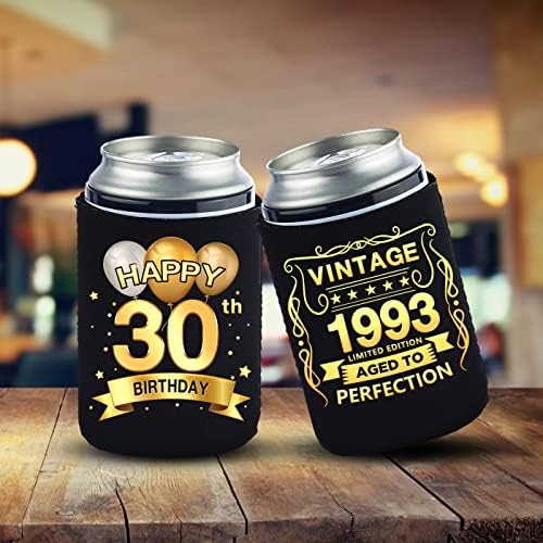 VelingReat 30. rođendan Can Cooler Slušavi pakiranje od 12-30. Godišnjih ukrasa- Vintage 1993-30. Rođendanski pribor- crno-zlatni trideseti