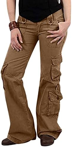 Zlovhe teretne hlače Žene visoki struk, ženske vrećaste teretne hlače s džepovima široke hlače za noge labave duge hlače teretne hlače