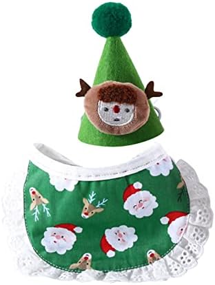 Ovratnik mali pas mačka odjeća za kućne ljubimce odmor božićni crtić plišani Santa crveni i zeleni šešir čipka čipka bib pljuvač ručnika