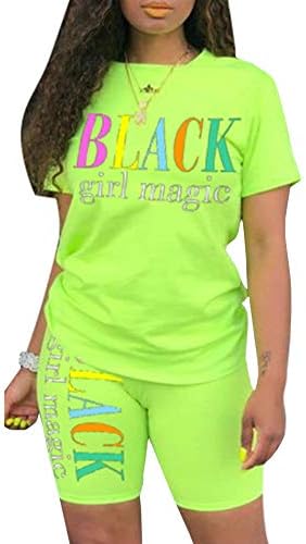 ECDAHICC Žene s 2 komada postavljene Outfits Sweatsuits Dugi rukavi Košulja Bodycon Sweatpants crna djevojka Magic Pismo tiskano