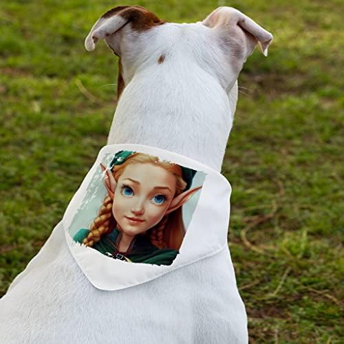 Fantasy Girl Pet Bandana Collar - Princess Scarf Collar - Graphic Art Dog Bandana - L