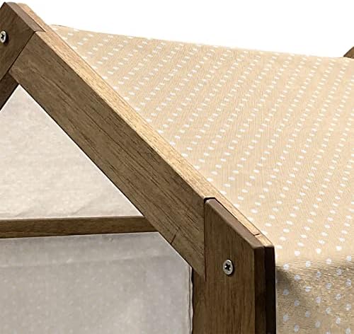 Ambsonne polka Dot drvena kuća za kućne ljubimce, romantični pastelni uzorak s vintage geometrijskim polka točkicama tisak, zatvoreni