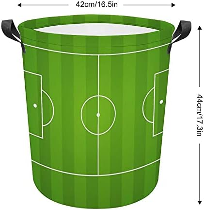 Nogometno igralište s realističnom travom torba za rublje s ručkama okrugla košara Vodootporna košara za odlaganje sklopiva 16,5 inča