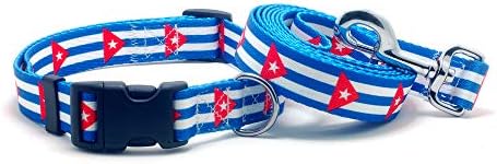 Ovratnik za pse i povodac set s zastavom Kube | Izvrsno za kubanske praznike, posebne događaje, festivale, dane neovisnosti i svaki