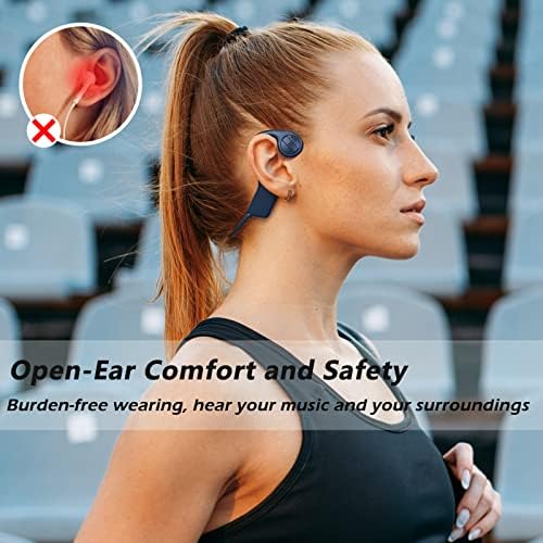Slušalice za bežične kosti, ušne pupoljke bežične Bluetooth ušne uši s ugrađenim mikrofonom, znoj otporne na otvorene uho za vježbanje,