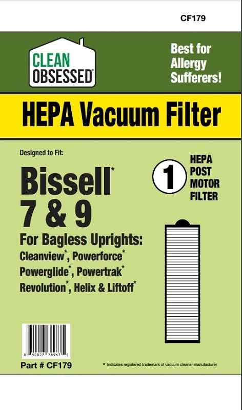 Uklonjivi filter Clean Obsessed posebno je Razvijen za konzole Bissell Style 7, Style 9 i Style 16 bez vrećice; Cleanview, Powerforce,