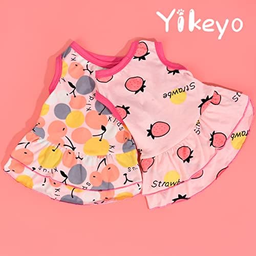 Yikeyo mala psa haljina voća uzorak tutu suknja ljetna odjeća za kućne štene mačje odjeća, 2 komada jesena haljina za pse, jagoda +