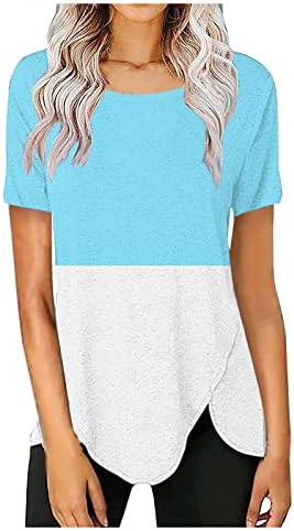 Čvrsta majica Žene Ženske majice kratke rukave Ljetni vrhovi boja blok bočne podijeljene košulje Osnove tinejdžera majice