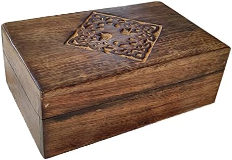 Drvena kutija za nakit u obliku kutije za nakit, organizator za pohranu nakita s jednim pretincem za Mandglasutru, ogrlica s prstenom