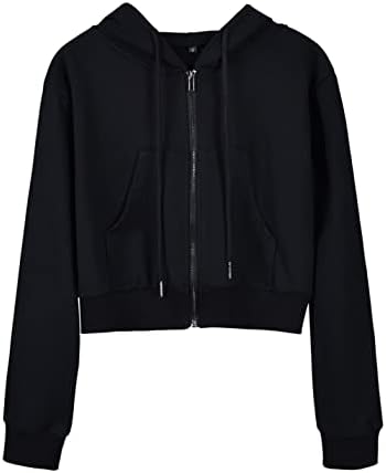 Atlisan ženska dukserica moda crni usjev zip up hoodie jakna za žene