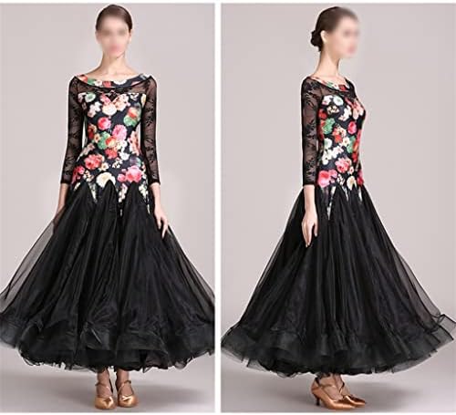 Jkuywx latino plesna haljina Žene cvjetne patchwork pređe natezana plesna haljina za plesnu predstavu show tkanina