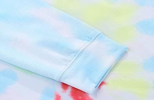 Misyula stil Žene vezanje boje za bojenje u boji blok dugih rukava predimenzionirana majica