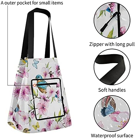 Proljetni cvjetovi trešnje sklopivi torba s torbama za rame za višekratnu upotrebu namirnica s teškim školskim torbama torba torba