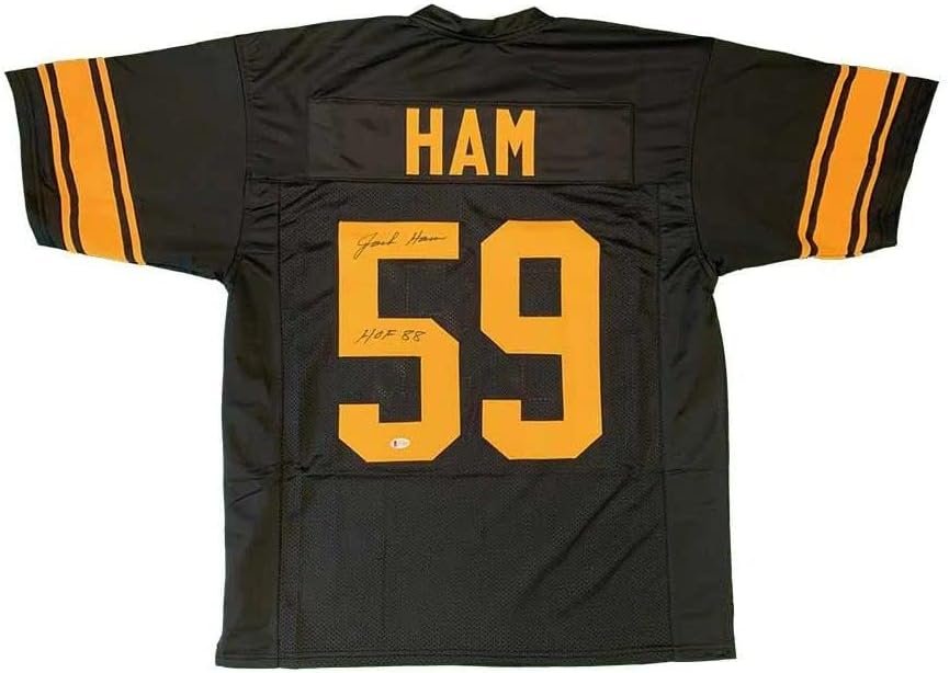 Jack Ham potpisao je autogramirani 'Hof 88' Pittsburgh Crni nogometni dres - JSA CoA