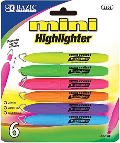 Bazic mini fluorescentni highlighter w/ cap isječak, paket kutije od 24