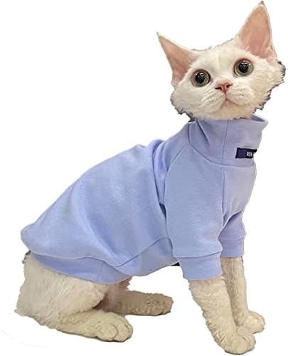 Mačje majice za mačke samo proljetne ljetne pamučne majice Čvrsta boja visoka pulover majica mačka mačka odjeća za mačku, plava)