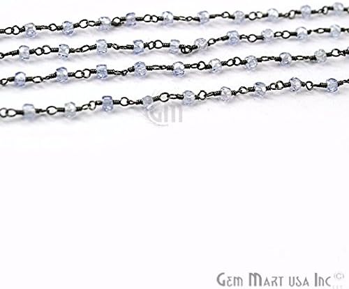 Zrnca tanzanita i cirkona dugačka 3 metra, lanac krunice presvučen crnom bojom debljine 2,5-3 mm omotan žicom