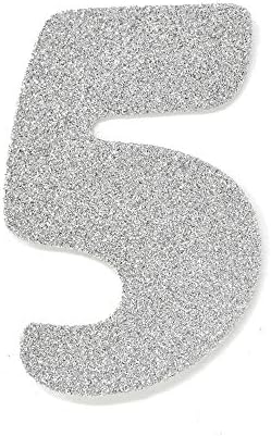 HOMEFORD EVA Glitter Foom Broj izrezan 5, srebro, 4-1/2-inčni, 12-brojevi