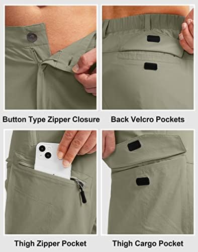 Pudolla Mens planinarski teretni hlače nadmašene radne hlače za muškarce UPF50+ s džepovima s patentnim zatvaračem