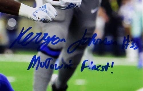 Kerryon Johnson potpisao je fotografiju Detroit Lions -a od 16 × 20 s Motown's Finest! Natpis - ronjenje za touchdown - Autografirane