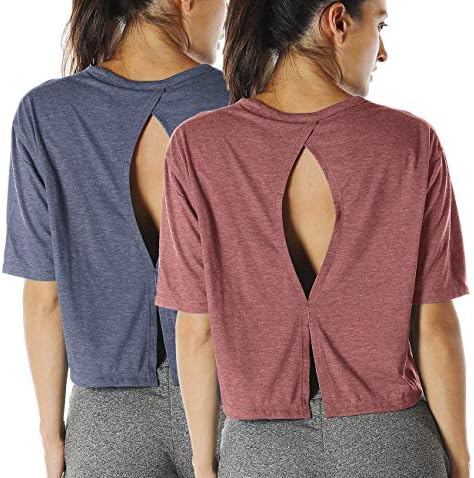 Icyzone Otvoreni leđa trening gornje košulje - Yoga majice aktivna odjeća vježba vrhovi za žene za žene