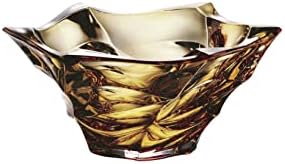 Češko boemsko kristalno stakleno zdjelu 7 ''-dia amber '' flamenco '' vintage europski dizajn elegantno središnje jelo s voćem deserti