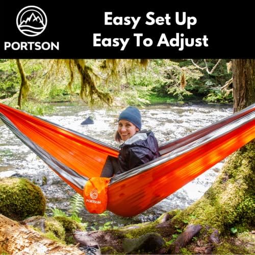 Portson Camping Hammock - sa sjedištem u Madisonu - Double Hammock za ruksak, putovanja, planinarenje - prijenosni viseći kaiševi -
