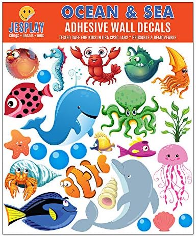 Zidne naljepnice za ocean i more-Zidne naljepnice za malu djecu i malu djecu uključuju ribe, morske pse, dupine, hobotnice i još mnogo