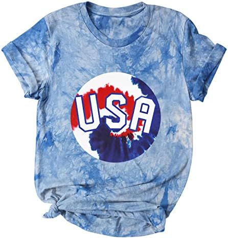 SAD Majice 4. srpnja vrhovi ženske novitetne boje ispis Patriotske majice kratki rukavi o Nezavisnosti na vratu bluze