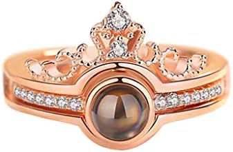 Ženski vjenčani prstenovi moda 100 jezika volim te simulirani dijamantni prsten 2 in1 žena zaručnički prsten nakit poklon vjenčani