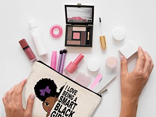 Aivfu volim biti pametna torba za šminku crne djevojke, afroamerička djevojka kozmetička torba za šminku za žene djevojke, crnačka