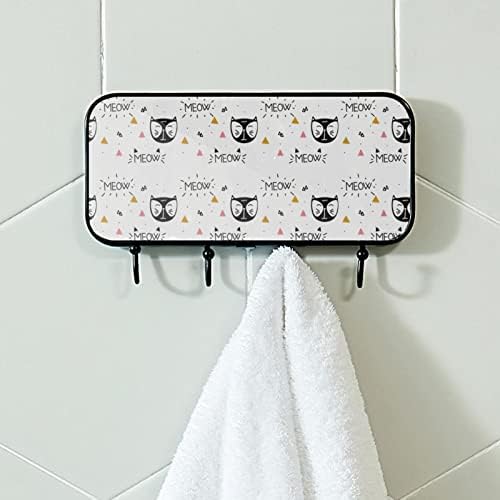 Lyetny držač ručnika zidni stalak za ručnike za ručnike dekor kupaonica ogrtač za ogrtač odjeća crne mačke uzorak kupatila ručnik vješalica