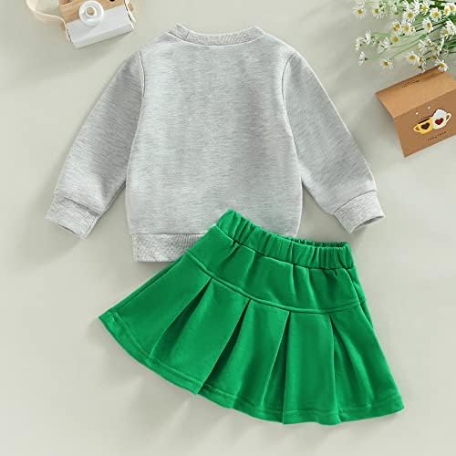 Toddler Djevojčica St. Patrick's Day Outfit Set slovo tiskano dukserice dugih rukava i suknja 2pcs odjeća za odjeću