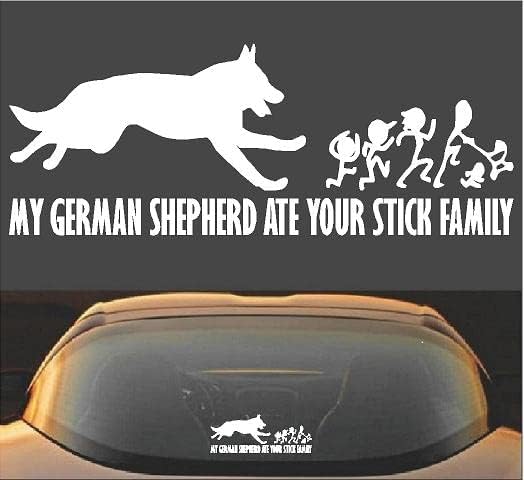 Moj njemački ovčar pojeo je naljepnicu za vinil naljepnice za obitelj
