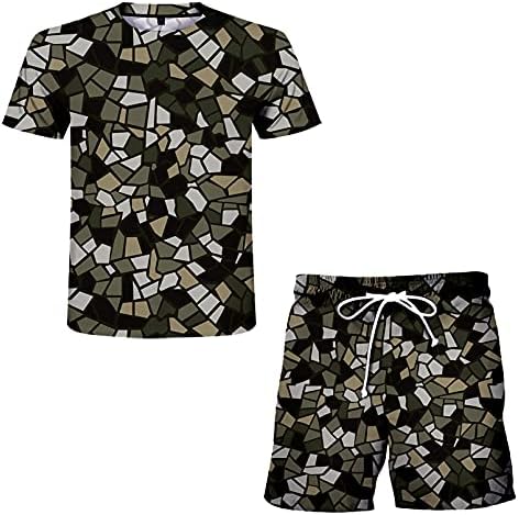 Majica ljetnih muških odijela Majice plaže kratke hlače dvodijelne setove 3D Sažetak setova za trčanje na otvorenom