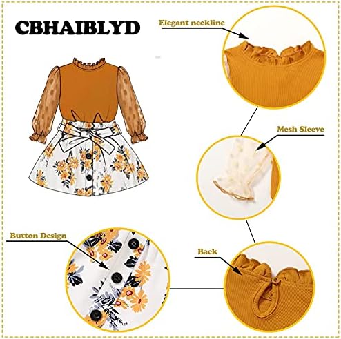 CbhaibLiblyd Toddler haljina haljina odjeća mreža rugav rugav vrat bluza vrhovi+samo-pojas cvjetna leopard suknja djevojke padne odjeće