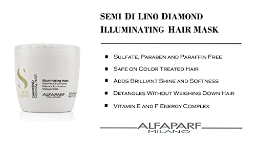 Alfaparf Milano Semi Di Lino Diamond Illuminating Hair Mask - Siguran za boje duboko klima-uređaj za obojene kose - Daje sjaj i volumen
