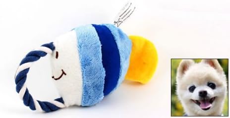 Uxcell uvijeni tegljač uže Stiskanje lutke za kućne ljubimce Tropska igračka za ribu, bijela/plava