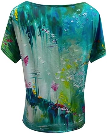 LCEPCY Ljetni cvjetni tiskani bluza tunike TOPS Žene kratke rukave v vrat casual labave majice košulje