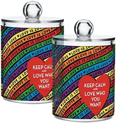 Innewgogo Rainbow Heart Gay Pride 2 Pack Pamuk TISPAB BOLD ORGANIZATOR PRIKLJUČAK PLASTIČKI PROIZVODNJI Staklenke s poklopcima s poklopcima