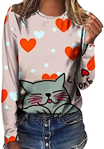 Valentinovo majice za žene Slatke životinjske grafičke dukseve dukseve meke bluze pulovera