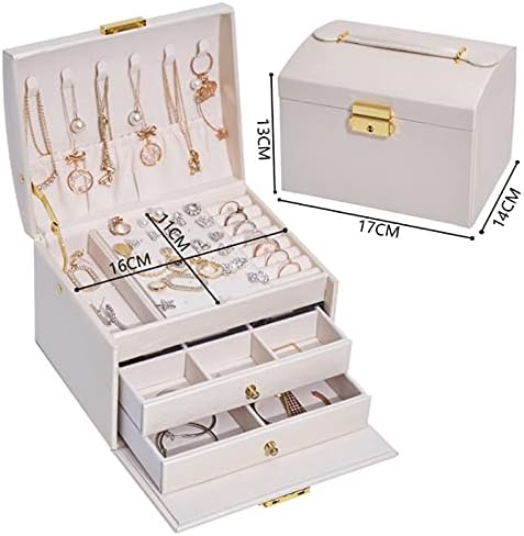 JYDQM kutija za nakit veliki kapacitet kožni nakit za odlaganje nakita Ogrlica Ogrlica Ogledala Sat Nakit Organizator Kutija nakit