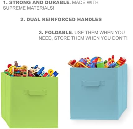Kante za pohranu kocke - Kocke za pohranu od 11 inča u boji | Tkanina košarica za kuću, dječju sobu i vrtić | Dvostruke ručke, sklopivi