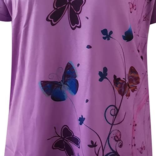 Majice s kratkim rukavima 2023 Cotton Deep V vrat leptir cvjetna grafička grafička majica za djevojčice 11