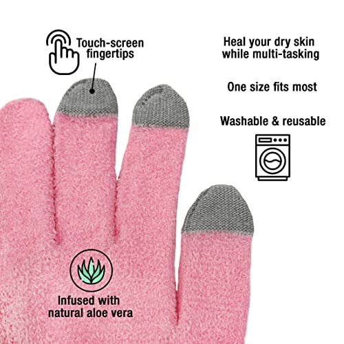 Hidratantne rukavice s ekstraktom aloe i dodirnim zaslonom za prste, izdržljive i višekratne, ružičaste, 1 par