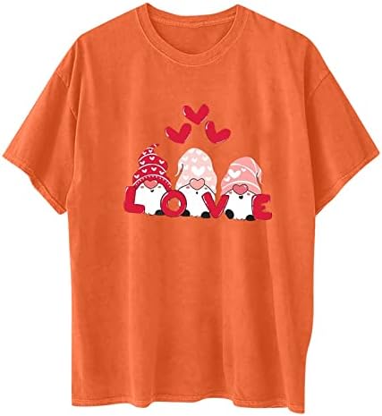 Valentinovo Košulja za žene Slatke gnome majice Ljubavno tiskane košulje predimenzionirane grafičke majice kratkih rukava