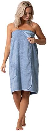 Ravna ženska frotirna haljina za spa tretmane i ručnike za kupanje s podesivim zatvaračem i elastičnim gornjim dijelom