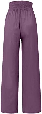 HDZWW Žene visoke hlače Gumb Yoga hlače Palazzo Slaki za žene povremene trenirke Čvrste hlače udobne hlače
