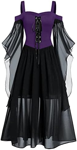 Proljetna materinska haljina, žene plus veličine hladne ramena leptir rukav u obliku noći vještica gotička haljina